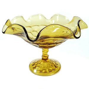 Viking Georgian Honeycomb 6.5" Crimped Amber Bowl